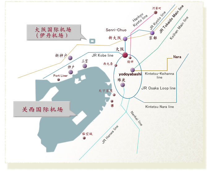 从关西国际机场・大阪国际机场前来的指南